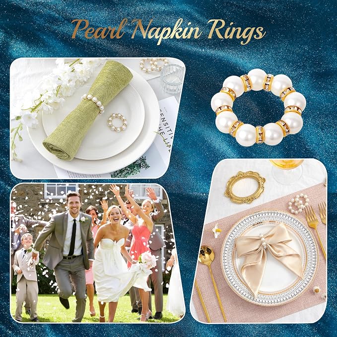 APTWOW 24Pcs Pearl Gold Napkin Rings - Image 6