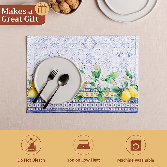 Maison d' Hermine Placemats Set of 4 Reusable 100% Cotton | Cloth Place Mats - Image 5