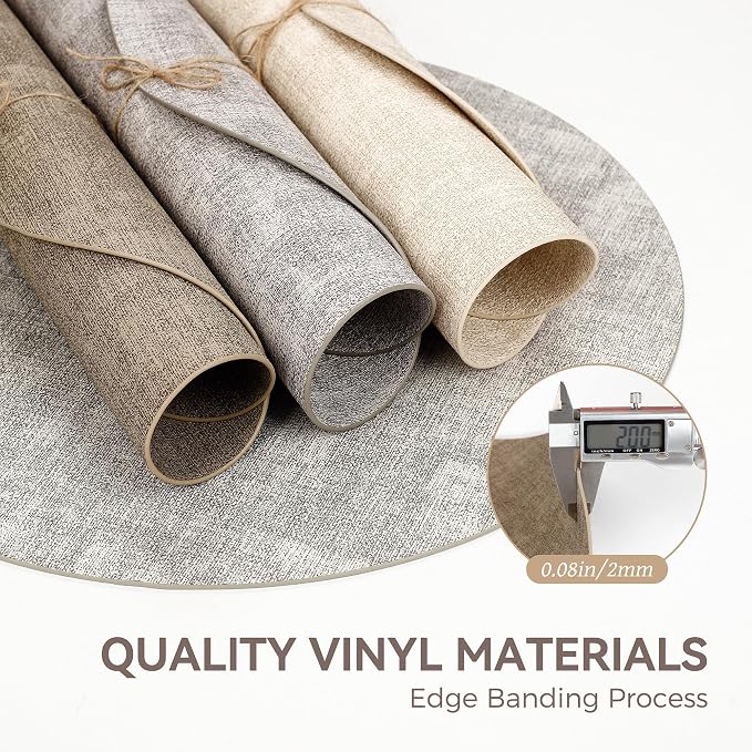 13" Round Placemats Set of 4, Reversible Faux Leather Heat Resistant Table Mats - Image 5
