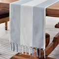 Wracra Linen Table Runner, Stripe Table Runners 36 Inches Long Blue | Delicate by Wracra