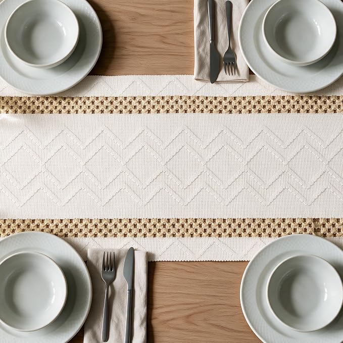 Artoid Mode Burlap Brown Stripe Woven Rustic Table Runner 12x72 Inch | Holiday - Image 5