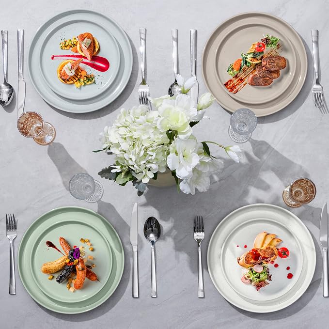 LIANYU Stoneware Dinner Plates Set of 6, 10.5’’ Ceramic Plates - Image 6