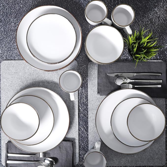 Gibson Home Rockaway Round Stoneware Dinnerware Set, Service - Image 6