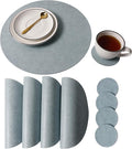 Embossed PU Leather Round Placemats, Waterproof Coffee Coasters, Kitchen Table by JOVONO