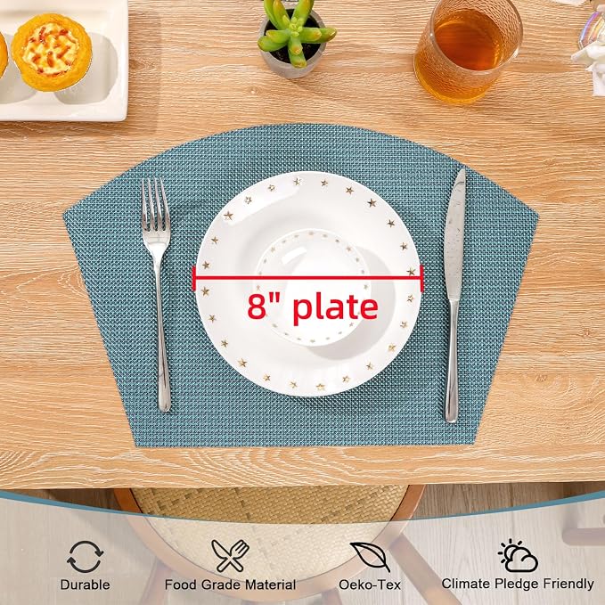 SHACOS Round Table Placemats Set of 4 Small Wedge Placemat Wipe Clean Heat - Image 4
