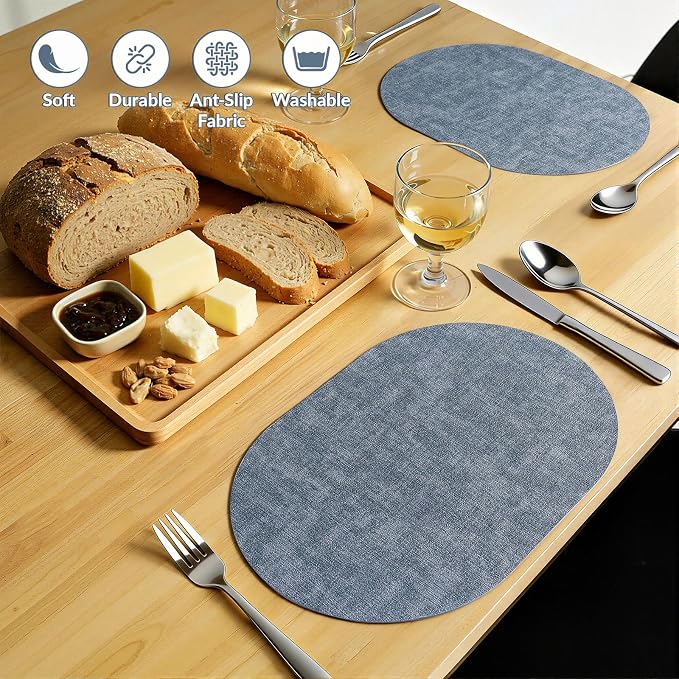 Placemats Set of 8, 11.8 x 17 Inch, Waterproof Wipeable Reversible PU Placemat - Image 6