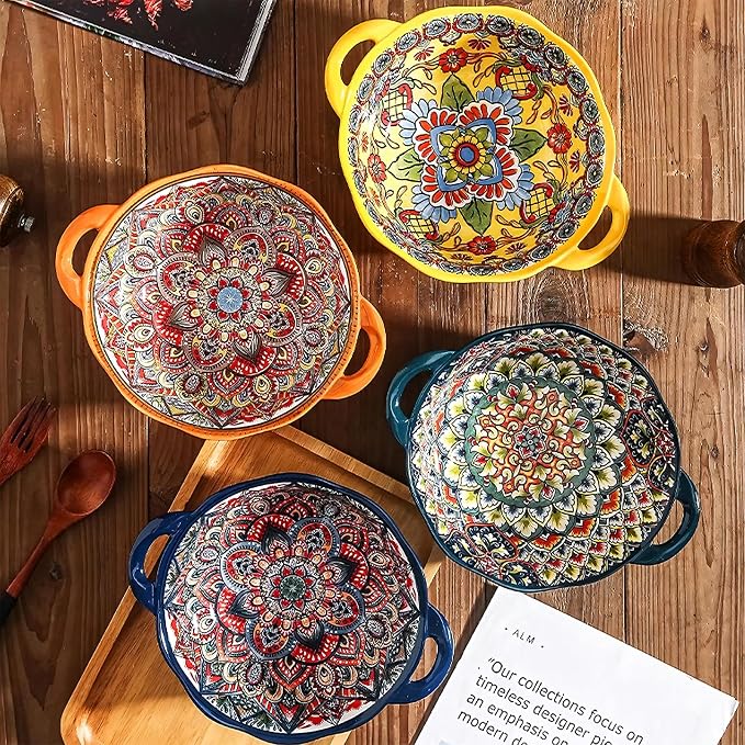 2 Pack Boho Ceramic Serving Bowls - Image 4