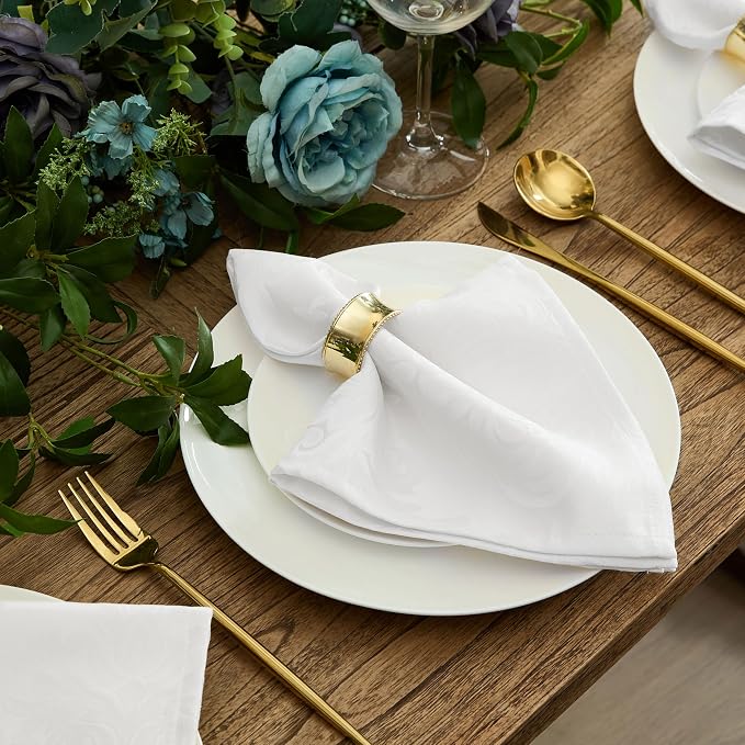 Newbridge Barcelona Luxury Damask Fabric Tablecloth, 90” Round, 100% Polyester - Image 8