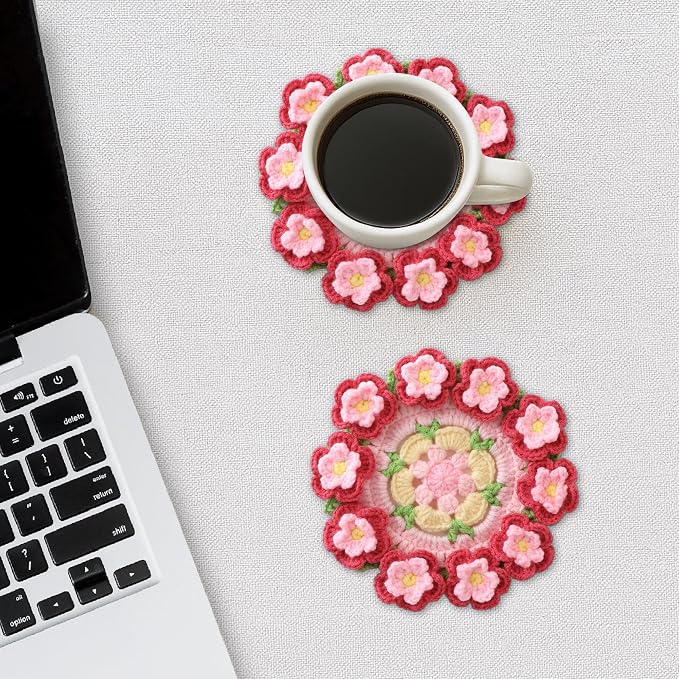 Crochet Flower Coasters, Handmade Bouquet Coasters - Image 5