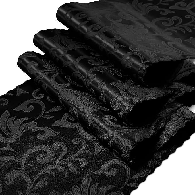 RUDONG M Black Satin Table Runners, 12 x 108 Inch, 12 Pack | Long Silky Damask - Image 7
