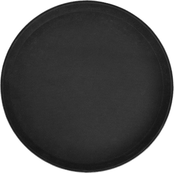 Winco 14" Black Premium Round Fiberglass Glass Tray | Restaurant service by Winco