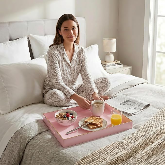 15.8x11.8 Pink Plastic Serving Tray - Image 7