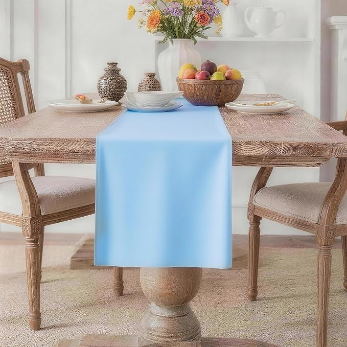 MEANMOY Baby Blue Table Runner 108 Inches Long Waterproof Table Runners | by MEANMOY