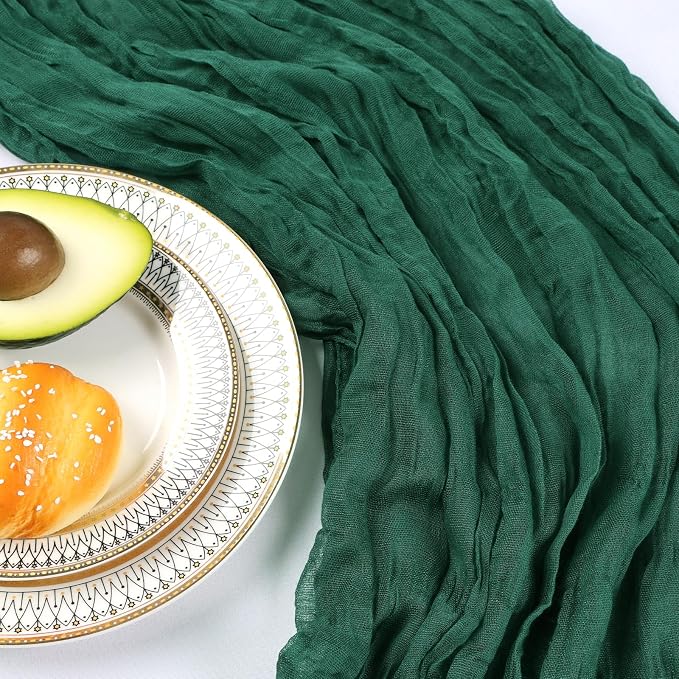 12 Pack 10Ft Emerald Green Cheesecloth Table Runner 23 x 120 Inch | Gauze - Image 5