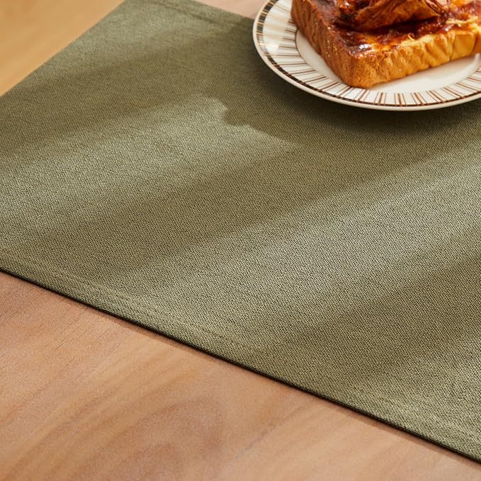 Rustic Cotton Linen Table Runner, 13x48 Inches Olive | Farmhouse Style Linen - Image 6