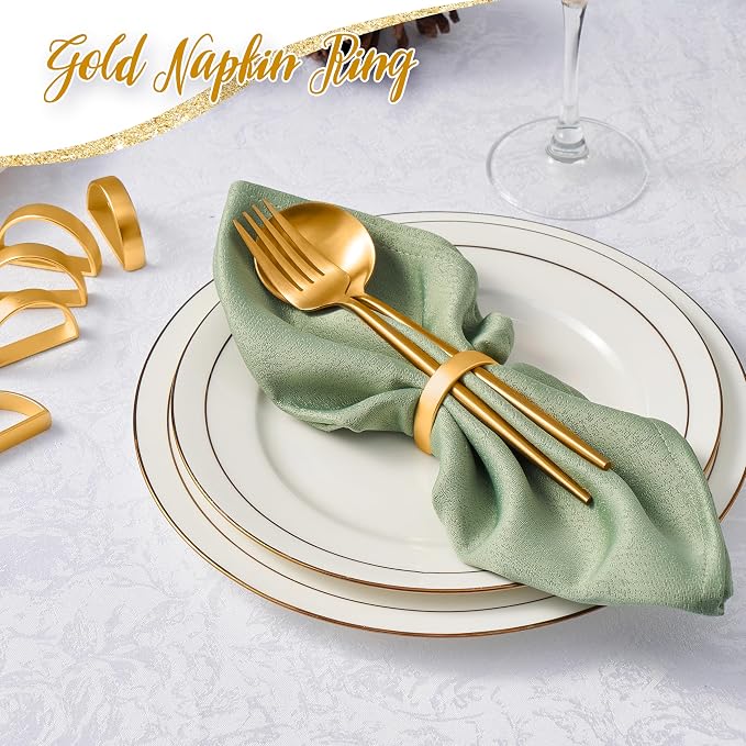 APTWOW Gold Napkin Rings Set of 200, Semicircle Metal Gold Napkin Holder Buckles - Image 4