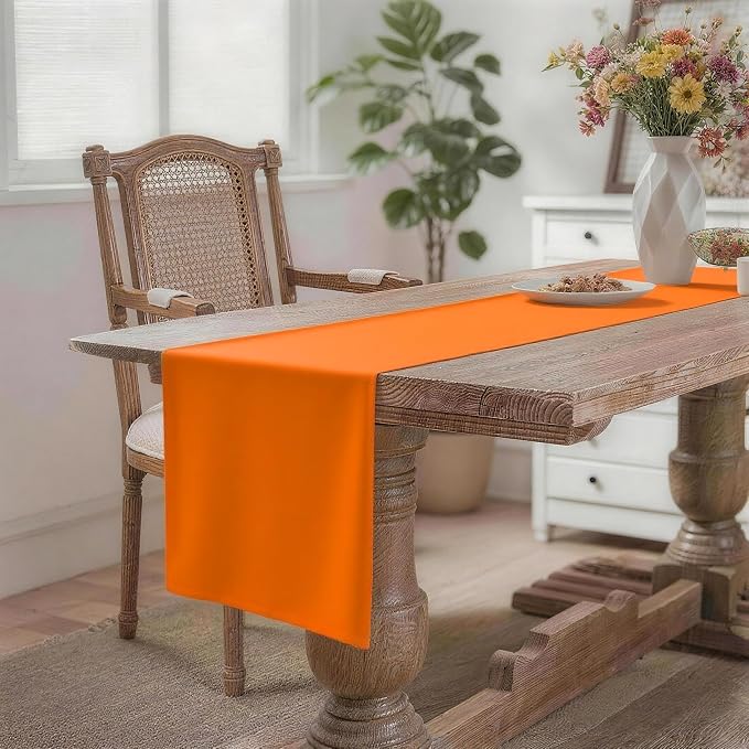 MEANMOY Orange Table Runner 72 Inches Long Waterproof Table Runners | Washable - Image 2
