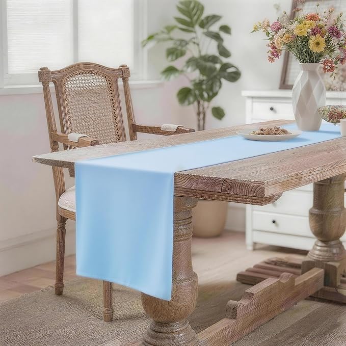 MEANMOY Baby Blue Table Runner 48 Inches Long Waterproof Table Runners | - Image 2