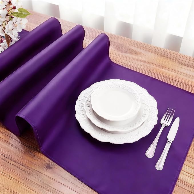 FOLINS&HOME Purple Waterproof Decorative Table Runner 60 Inches Long | 210GSM - Image 3