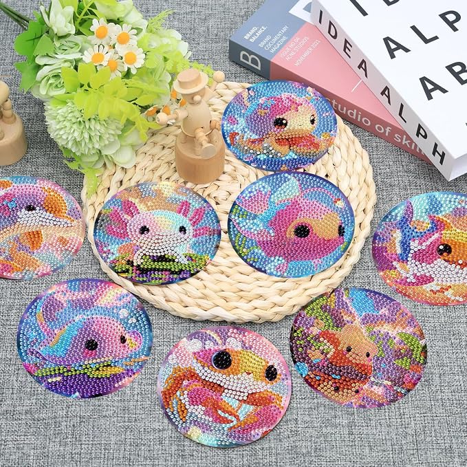 Ekuxom 8 PCS Ocean Animals Diamond Art Coasters Kits - Image 2
