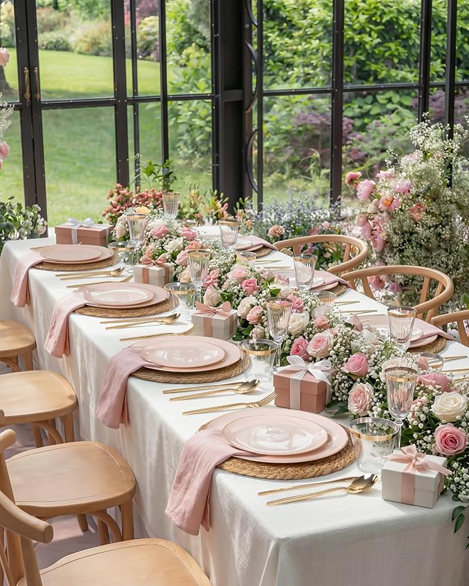 bUCLA 150PCS Pink Plastic Plates - Image 2