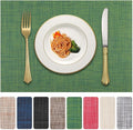 Vinyl Placemats Set of 6, PVC Woven Washable Non-Slip Table Mats, Heat by LANDVIEW