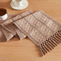 Macrame Style Boho Table Runner, 12x108 Inch Taupe | Woven Boho Table Runner by ZEEMARTONLINE