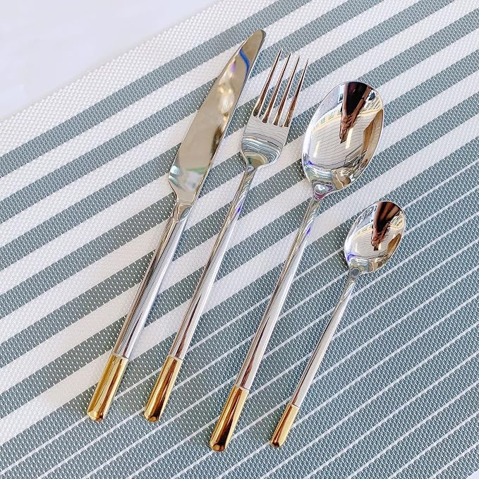 Silverware Set Service for 20, IKXO 80-Piece Modern Stainless Steel Flatware by IKXOLifeswhispersweresonate
