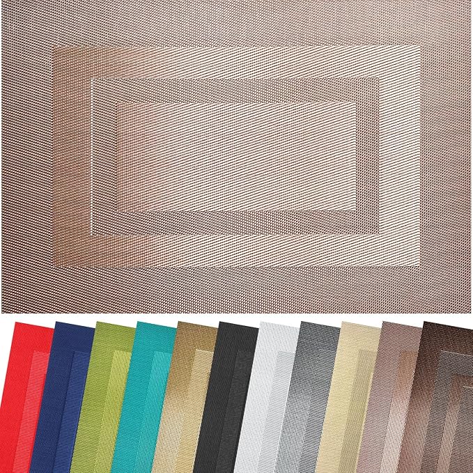 PIGCHCY Placemats Set of 8 Washable Durable Place Mats Vinyl Heat Resistant by PIGCHCY