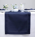 Solino Home 100% Pure Linen Table Runner Navy, Classic Hemstitch 14 x 90 in | by SolinoHome