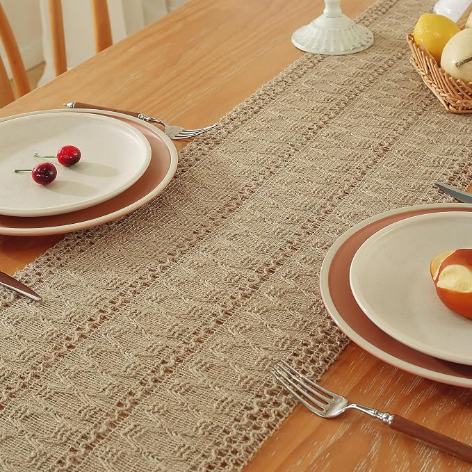 Burlap Boho Table Runner for Home Decor - Image 3