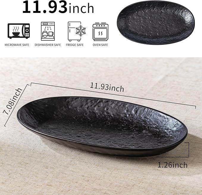 Serving Platter Oval Plates Premium Ceramic 12-Inch Set Serving Dishes - Image 8