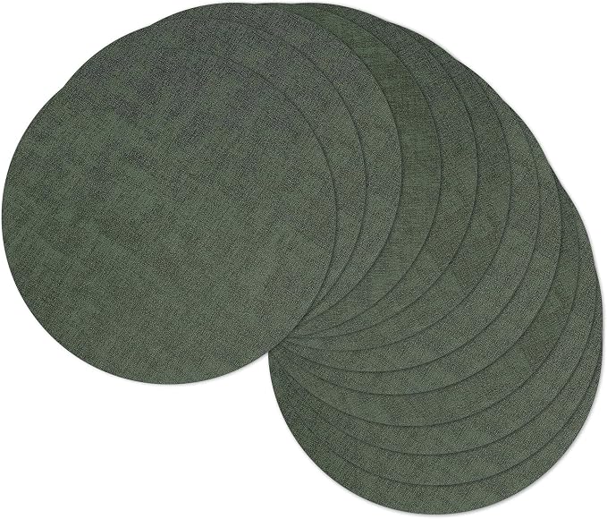 13" Round Placemats Set of 12, Reversible Faux Leather Heat Resistant Table Mats by NCUE