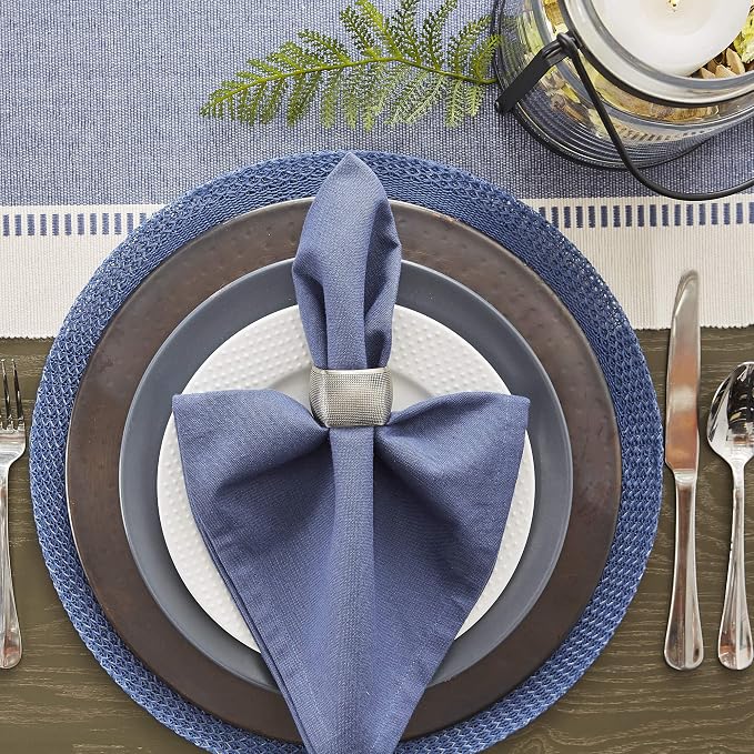 DII Dobby Stripe Woven Table Runner, 13x108 French Blue - Image 10