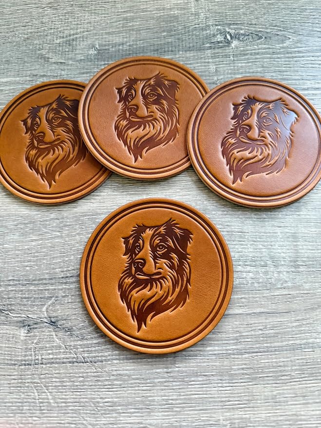 Dog Breed Leather Coasters – Premium Full Grain Table Protectors - Image 3