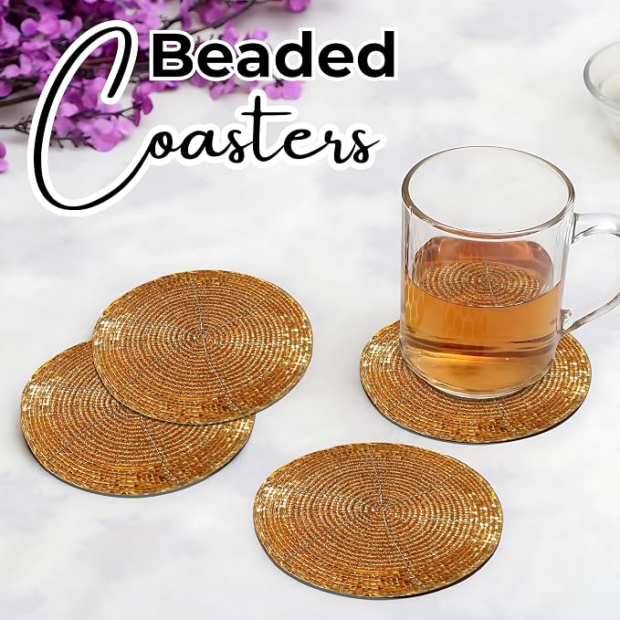 Set of 4 Beaded Farmhouse Coasters - Image 3
