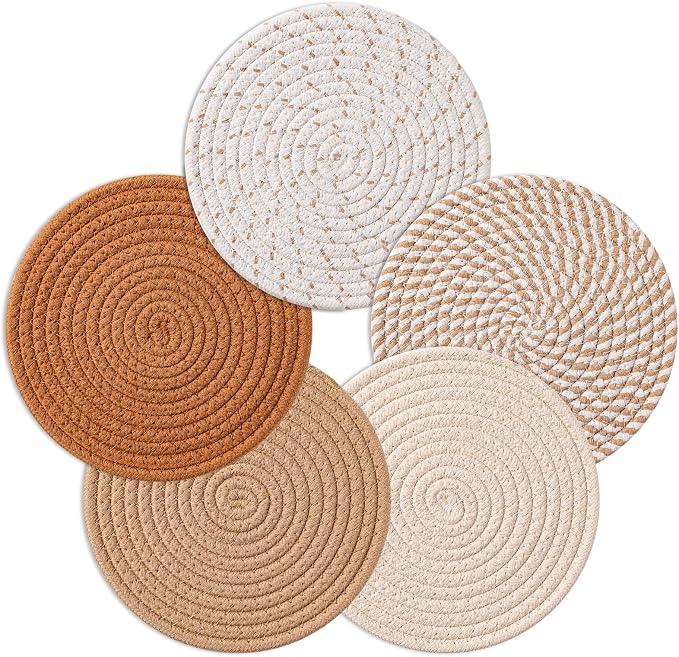 7 Inch Trivets for Hot Dishes, Pot Holders for Kitchen, Hot Pads, Coasters | 5 by Unknown