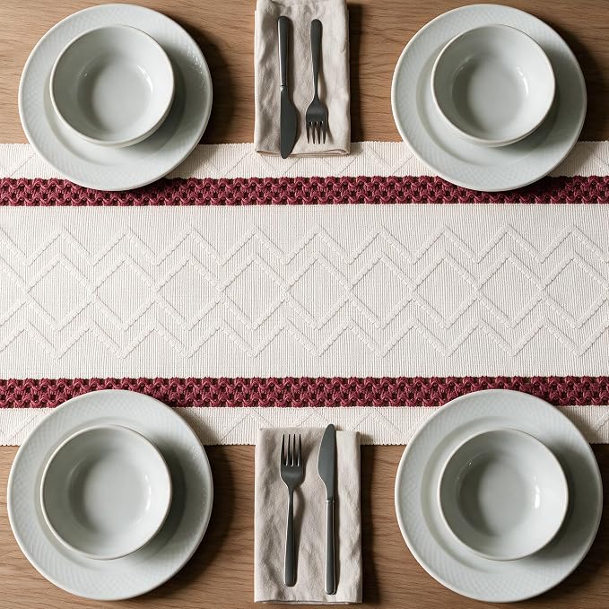 Artoid Mode Red Stripe Woven Rustic Table Runner 12x60 Inch | Holiday Kitchen - Image 5