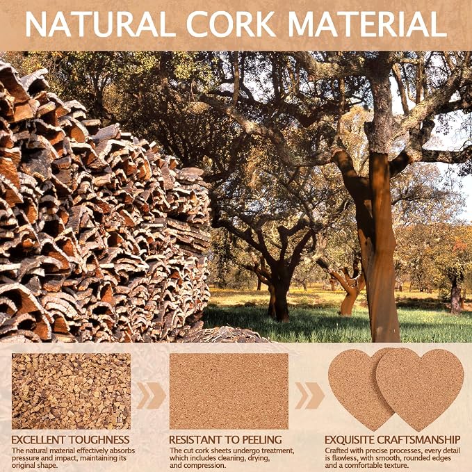 60 PCS Cork Coasters for Laser Engraving, Thick Absorbent Blank Coasters | 4 - Image 3