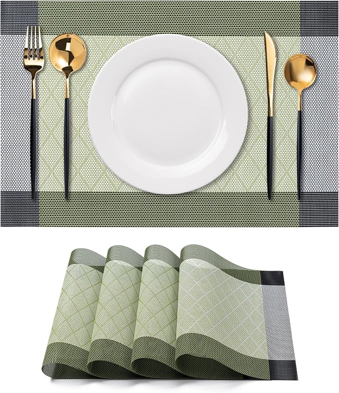 Placemats Set of 4 Washable Indoor | Outdoor Vinyl Place Mats by CADONO
