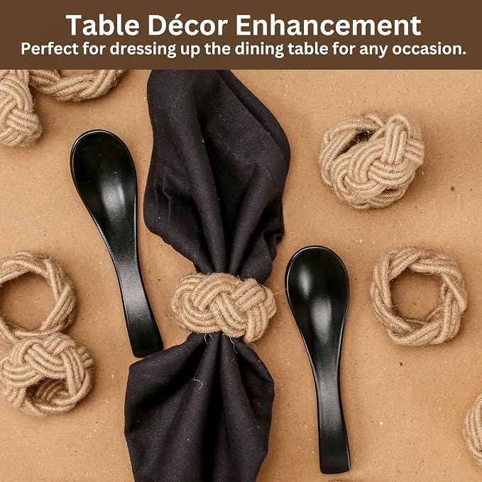 ALPHA Living HOME Round Jute Woven Napkin Rings, Water Hyacinth Easter Napkin - Image 2