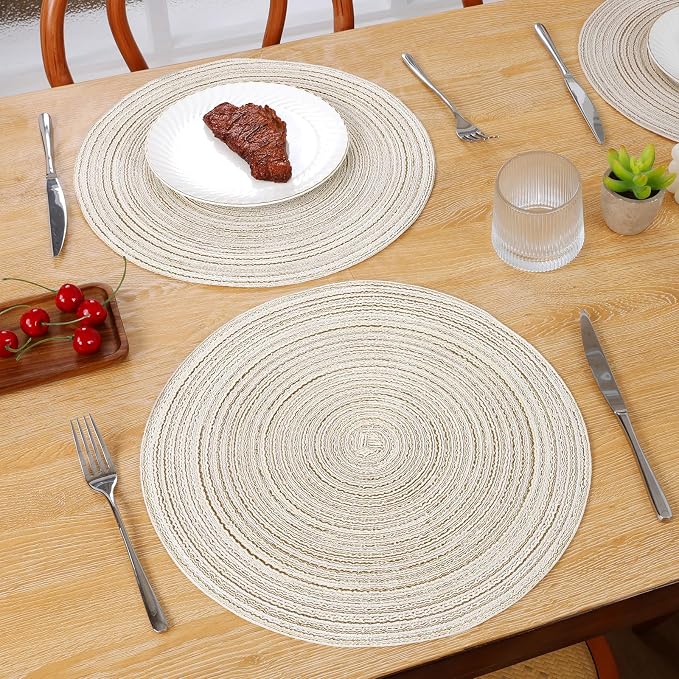 SHACOS Round Braided Placemats Set of 4 Washable Table Placemats Cotton - Image 4