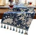 Botanical Jacquard Floral Dining Table Runner Blue 13 x 94 Inch | Jacquard by HomeyHo