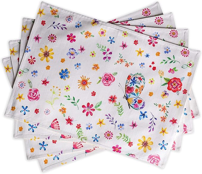Maison d' Hermine Placemats Set of 4 Reusable 100% Cotton | Cloth Place Mats by MaisondHermine