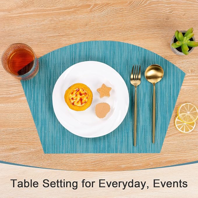 SHACOS Wedge Shape Placemats Set of 8 Woven Vinyl Reversible Placemats - Image 4