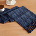 Macrame Style Boho Table Runner, 12x90 Inch Navy Blue | Woven Boho Table Runner by ZEEMARTONLINE