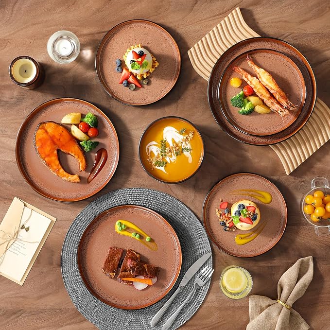 vancasso Plates and Bowls Sets, 18 Pieces Stoneware Dinnerware Sets - Image 2