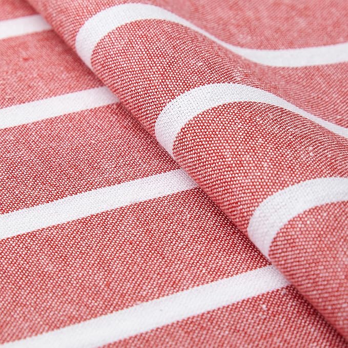 Encasa XO Table Runner, Woven Cotton Dining Runner 13"x104" | Roma Red Stripes - Image 5