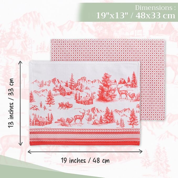 Maison d' Hermine Placemats Set of 4 Reusable 100% Cotton | Cloth Place Mats - Image 4
