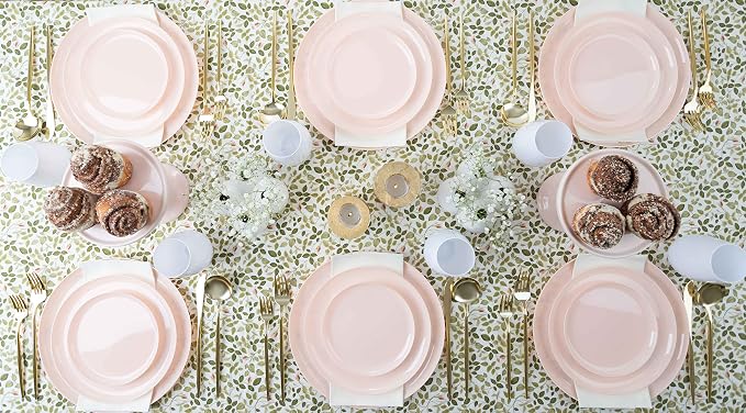 Pink Plastic Party Plates Edge Collection Premium heavyweight Elegant - Image 5